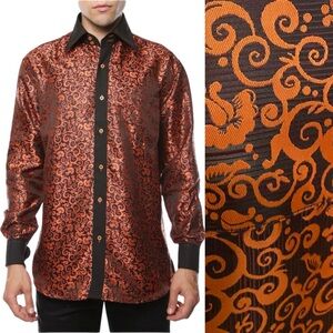 Ferrecci brocade Floral Dress Shirt. EUC